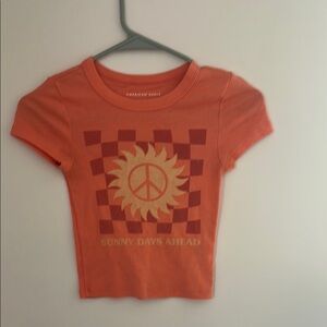 American Eagle Cropped Hey Baby Tee